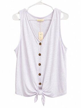 NWT 78&Sunny Redondo Beach Tie Front Tank 2X White Button Front